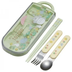 Chopsticks Spoon Fork Box Set Totoro Holding Umbrella - My Neighbor T