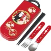 Dark Red Set Chopsticks Spoon Fork No Face - Spirited Away
