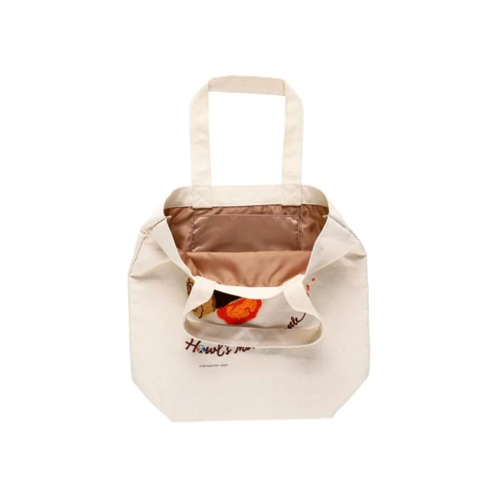 Embroidery Canvas Tote Bag Calcifer In A Hurry - Howl'S Moving Castle