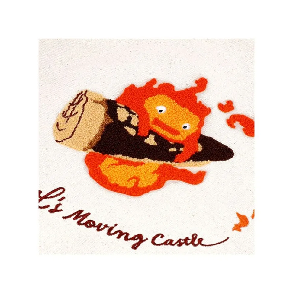 Embroidery Canvas Tote Bag Calcifer In A Hurry - Howl'S Moving Castle