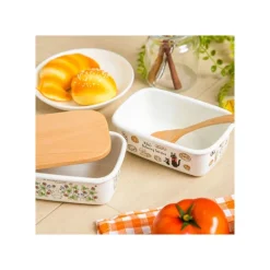 Enamel Butter Dish With Wooden Lid Viennese Pastries 500Ml - Kiki'S D