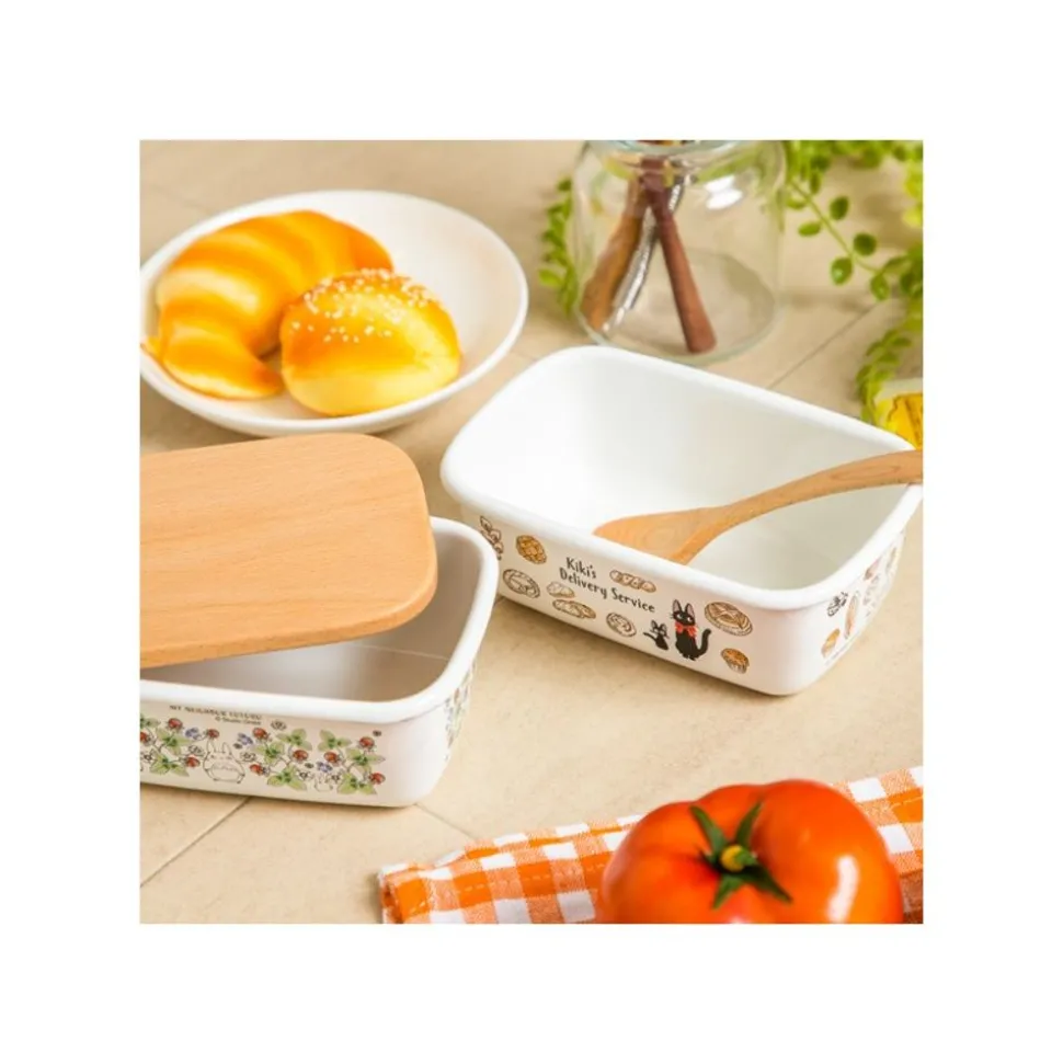 Enamel Butter Dish With Wooden Lid Viennese Pastries 500Ml - Kiki'S D