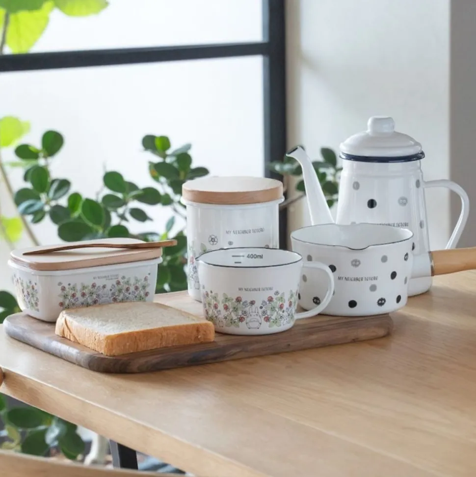 Enamel Butter Dish With Wooden Lid Soot Sprites 500Ml - My Neighbor T