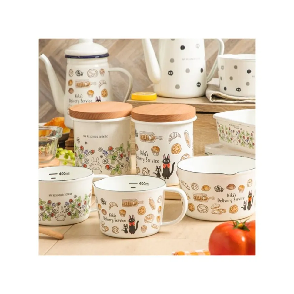 Enamel Butter Dish With Wooden Lid Soot Sprites 500Ml - My Neighbor T