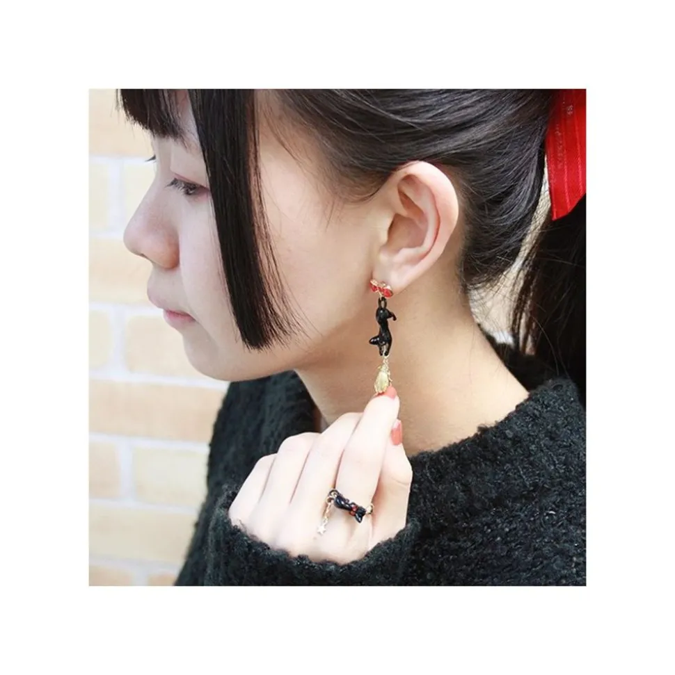Jiji With Broom Pierced Earrings - Kiki'S Delivery Service