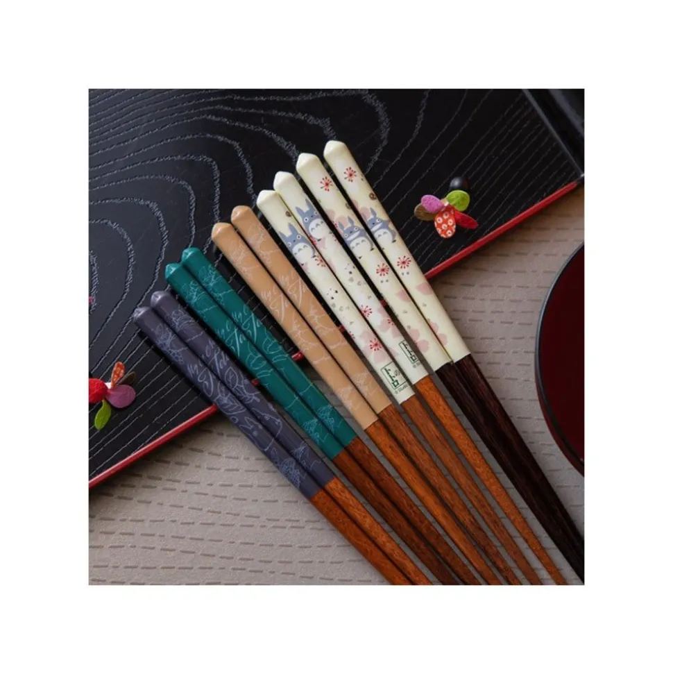 Lacquered Chopsticks 21Cm Sketches Deep Green - My Neighbor Totoro