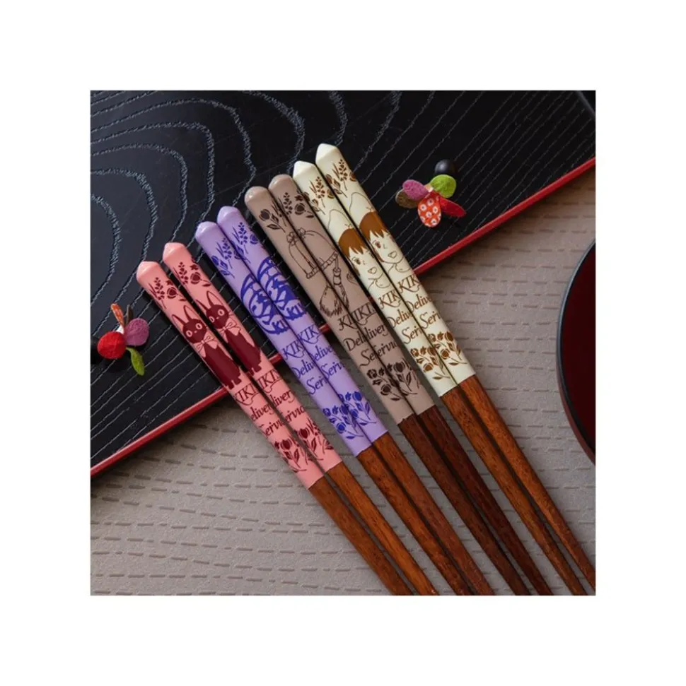 Lacquered Chopsticks 21Cm Sketches Purple - Kiki'S Delivery Service