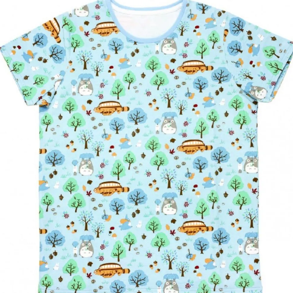 Patterned T-Shirts Totoro Forest Light Blue S(Ladies) - My Neighbor Totoro