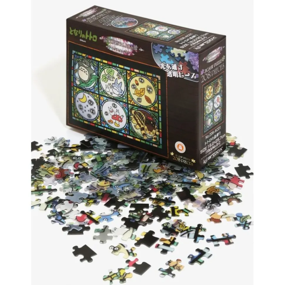 Stained Glass Puzzle 208P Totoro & His Friends - My Neighbor Totoro