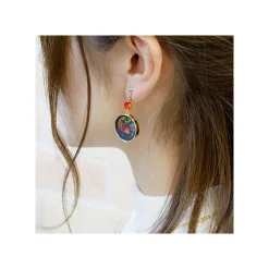 Stained Glass Series-Pierced Earrings Calcifer -Howl'S Moving Castle