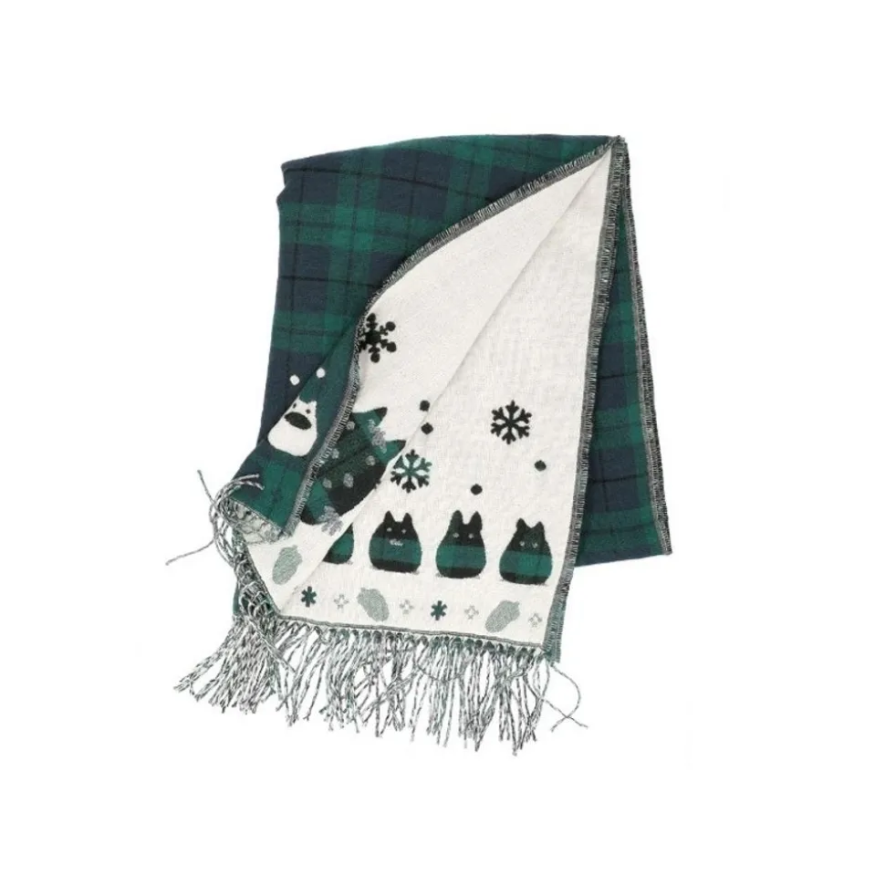 Stole With Button Totoro Check Pattern - My Neighbor Tororo