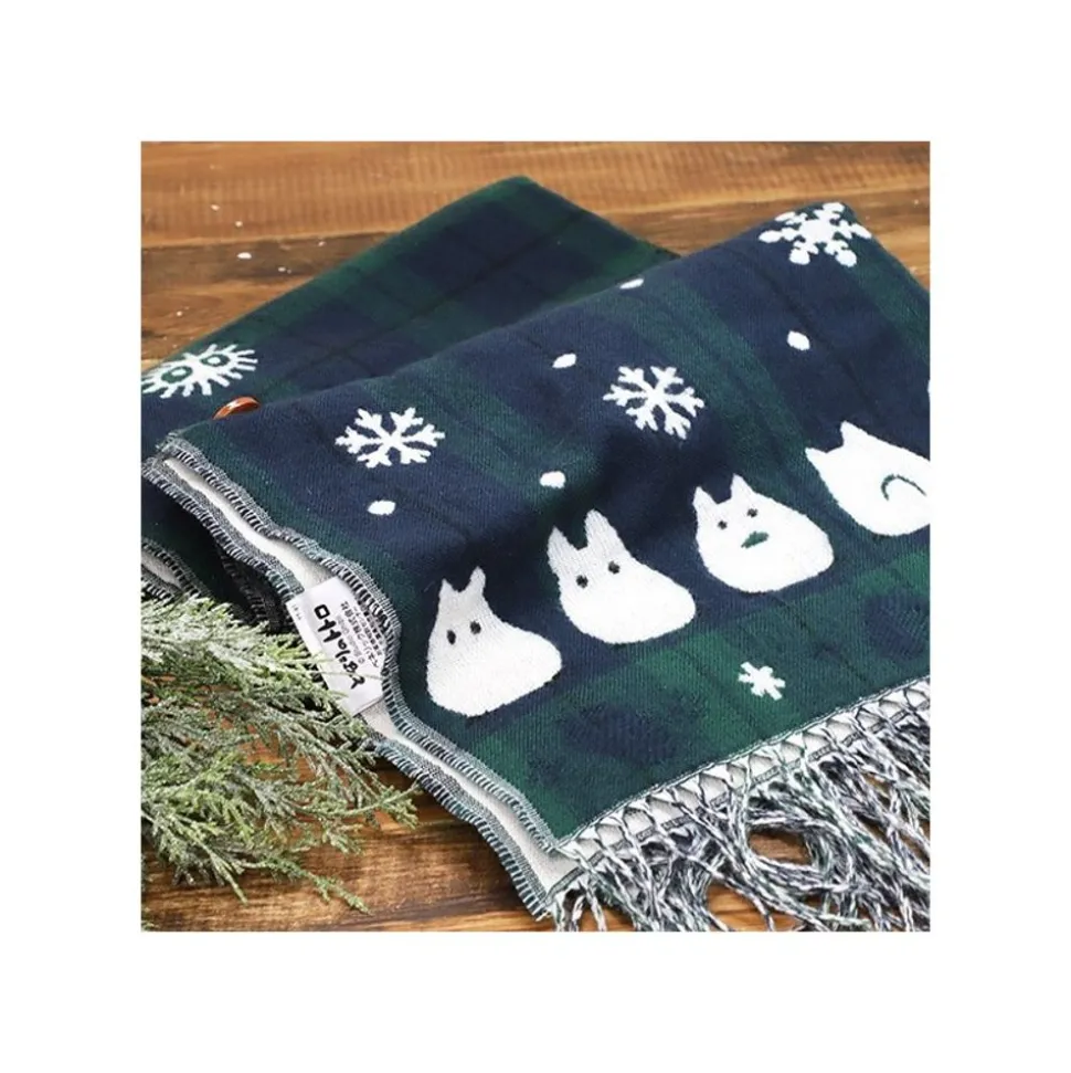 Stole With Button Totoro Check Pattern - My Neighbor Tororo