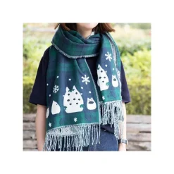 Stole With Button Totoro Check Pattern - My Neighbor Tororo