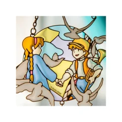 Sun Catcher Stained Glass Sheeta & Pazu - Castle In The Sky