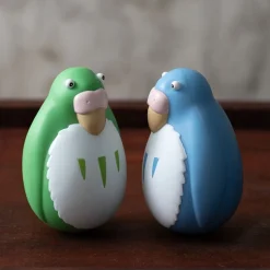 Two Pack Roly-Poly Figurines Blue & Green Parakeet - The Boy And The