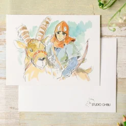 Watercolour Greeting Cards 24 X 15,8 Cm Ashitaka And Yakul - Princess