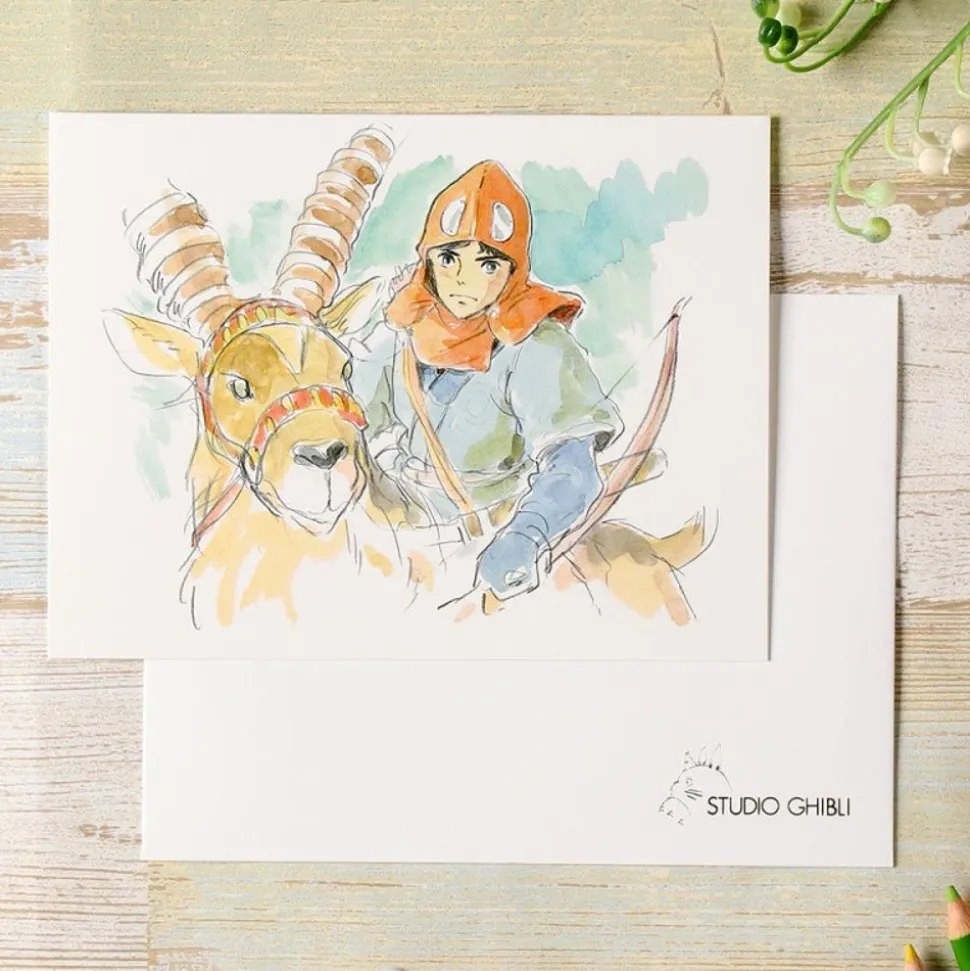 Watercolour Greeting Cards 24 X 15,8 Cm Ashitaka And Yakul - Princess