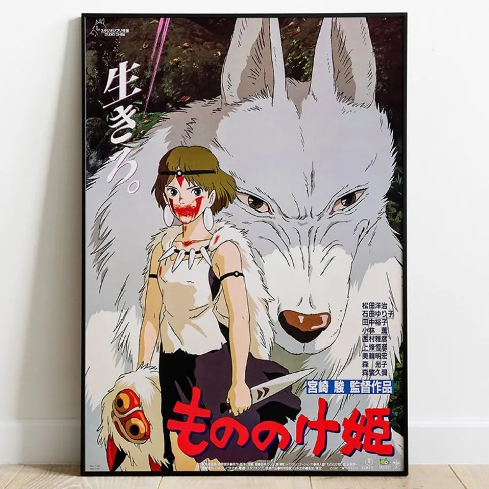 Wood Panel 35 X 50 Japanese Movie Poster - Princess Mononoke